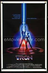 h730 TRON one-sheet movie poster '82 Walt Disney sci-fi, Jeff Bridges