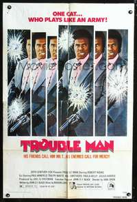 h731 TROUBLE MAN one-sheet movie poster '72 one cat who plays like an army!