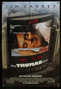 h735 TRUMAN SHOW DS advance one-sheet movie poster '98 Jim Carrey, Peter Weir