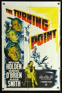 h738 TURNING POINT one-sheet movie poster '52 William Holden, film noir!