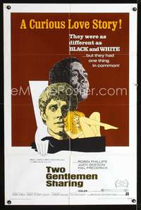 h744 TWO GENTLEMEN SHARING one-sheet movie poster '69 interracial romance!