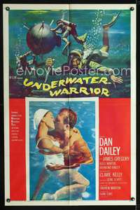 h755 UNDERWATER WARRIOR one-sheet movie poster '58 scuba diver Dan Dailey, Claire Kelly