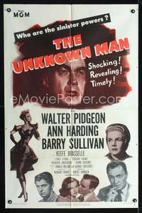h761 UNKNOWN MAN one-sheet movie poster '51 Walter Pigeon, Ann Harding