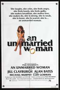 h762 UNMARRIED WOMAN one-sheet movie poster '78 Jill Clayburgh, Alan Bates