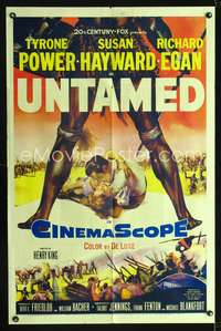 h763 UNTAMED one-sheet movie poster '55 Tyrone Power & Susan Hayward in Africa!