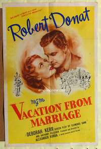 h769 VACATION FROM MARRIAGE one-sheet movie poster '45 Robert Donat, Deborah Kerr