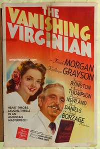 h773 VANISHING VIRGINIAN one-sheet movie poster '41 Frank Morgan, Kathryn Grayson