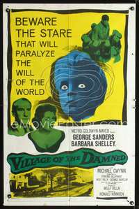 h776 VILLAGE OF THE DAMNED one-sheet movie poster '60 George Sanders