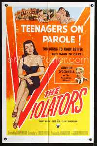 h778 VIOLATORS one-sheet movie poster '57 Reynold Brown art of rebel teenagers on parole!