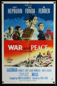 h782 WAR & PEACE one-sheet movie poster '56 Audrey Hepburn, Henry Fonda, Leo Tolstoy