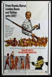 h788 WHERE THE SPIES ARE one-sheet movie poster '66 English secret agent David Niven!