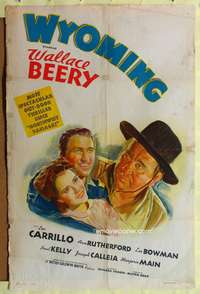 h796 WYOMING style C one-sheet movie poster '40 stone litho Wallace Beery & Leo Carrillo!