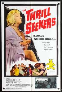 h798 YELLOW TEDDYBEARS one-sheet movie poster '64 teen school doll Thrill Seekers!