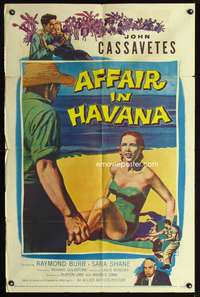 m012 AFFAIR IN HAVANA one-sheet movie poster '57 John Cassavetes, Raymond Burr, Cuba!