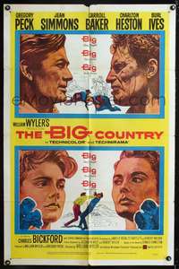 m057 BIG COUNTRY style A one-sheet poster '58 Gregory Peck, Charlton Heston, William Wyler classic!