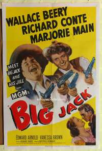 m058 BIG JACK one-sheet movie poster '49 Wallace Beery, Richard Conte, Marjorie Main