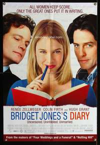 m085 BRIDGET JONES'S DIARY DS one-sheet movie poster '01 Renee Zellweger, Hugh Grant, Colin Firth
