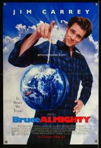 m093 BRUCE ALMIGHTY DS advance one-sheet movie poster '03 Jim Carrey plays God!