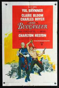 m094 BUCCANEER one-sheet movie poster '58 Yul Brynner, Charlton Heston
