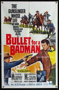 m100 BULLET FOR A BADMAN one-sheet movie poster '64 Audie Murphy, Darren McGavin