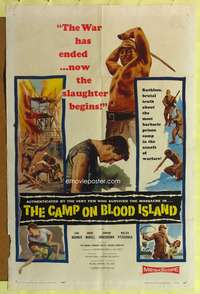 m108 CAMP ON BLOOD ISLAND one-sheet movie poster '58 brutal WWII slaughter!