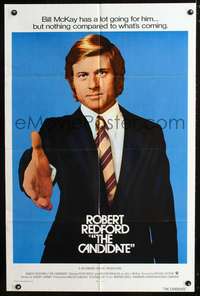 m109 CANDIDATE int'l 1sh '72 great campaign image of Robert Redford w/hand extended!