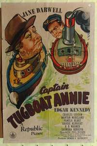 m112 CAPTAIN TUGBOAT ANNIE one-sheet movie poster '45 great artwork of Jane Darwell & Edgar Kennedy!