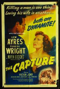 m113 CAPTURE one-sheet movie poster '50 Lew Ayres, Teresa Wright, John Sturges film noir!