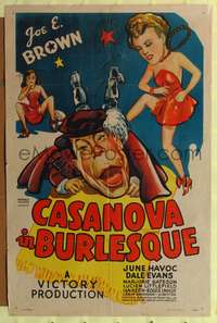 m115 CASANOVA IN BURLESQUE one-sheet movie poster '44 Joe E. Brown & solo Dale Evans!