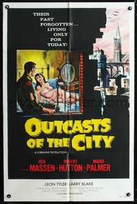 m477 OUTCASTS OF THE CITY one-sheet movie poster '58 Osa Massen, Robert Hutton