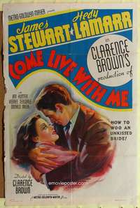 m126 COME LIVE WITH ME style C one-sheet movie poster '41 James Stewart loves sexy Hedy Lamarr!