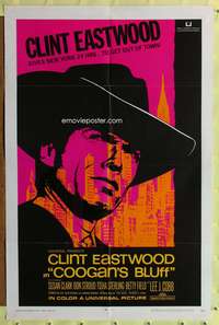 m129 COOGAN'S BLUFF one-sheet movie poster '68 Clint Eastwood in New York City, Don Siegel