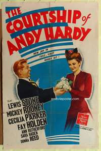 m133 COURTSHIP OF ANDY HARDY style C one-sheet movie poster '42 Mickey Rooney loves Donna Reed!