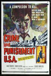 m137 CRIME & PUNISHMENT U.S.A. one-sheet movie poster '59 introducing George Hamilton!