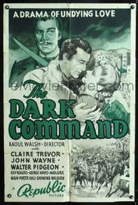 m145 DARK COMMAND style A one-sheet movie poster '40 John Wayne, Walter Pidgeon, Claire Trevor