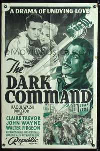 m146 DARK COMMAND style B one-sheet movie poster '40 John Wayne, Walter Pidgeon, Claire Trevor