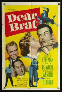 m155 DEAR BRAT one-sheet movie poster '51 Mona Freeman, Billy de Wolfe