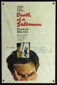 m157 DEATH OF A SALESMAN one-sheet movie poster '52 Fredric March, Arthur Miller