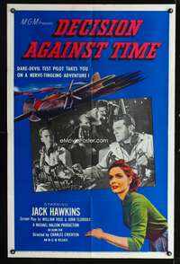 m163 DECISION AGAINST TIME one-sheet movie poster '57 Jack Hawkins, British test pilots!