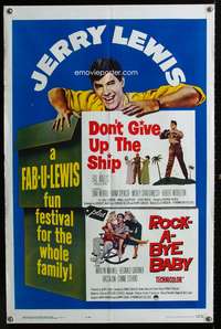 m186 DON'T GIVE UP THE SHIP/ROCK-A-BYE BABY one-sheet movie poster '63 Jerry Lewis