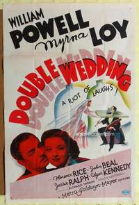 m189 DOUBLE WEDDING style D one-sheet movie poster '37 William Powell, Myrna Loy