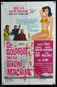 m190 DR. GOLDFOOT & THE BIKINI MACHINE one-sheet movie poster '65 Vincent Price & sexy babes!