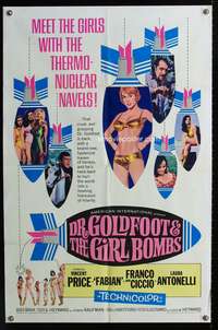 m191 DR. GOLDFOOT & THE GIRL BOMBS one-sheet poster '66 Mario Bava, Vincent Price & sexy babes!
