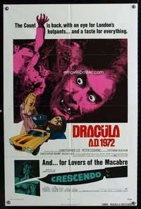 m195 DRACULA AD 1972/CRESCENDO one-sheet movie poster '72 Hammer horror!