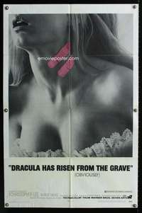 m196 DRACULA HAS RISEN FROM THE GRAVE one-sheet movie poster '69 Hammer, sexy horror image!