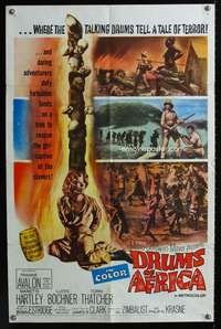 m203 DRUMS OF AFRICA one-sheet movie poster '63 Frankie Avalon in the jungle!