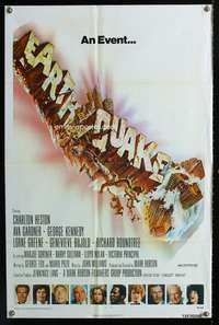 m209 EARTHQUAKE one-sheet movie poster '74 Charlton Heston, Ava Gardner, Joseph Smith art!