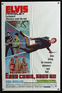 m211 EASY COME, EASY GO one-sheet movie poster '67 scuba diver Elvis Presley!