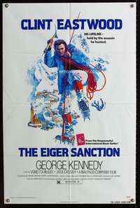 m215 EIGER SANCTION one-sheet movie poster '75 J.A. art of mountain climber Clint Eastwood!