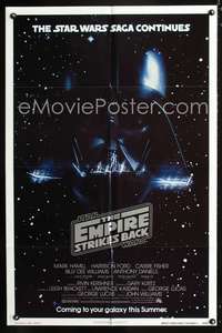 m219 EMPIRE STRIKES BACK advance 1sh movie poster '80 George Lucas classic, Darth Vader!
